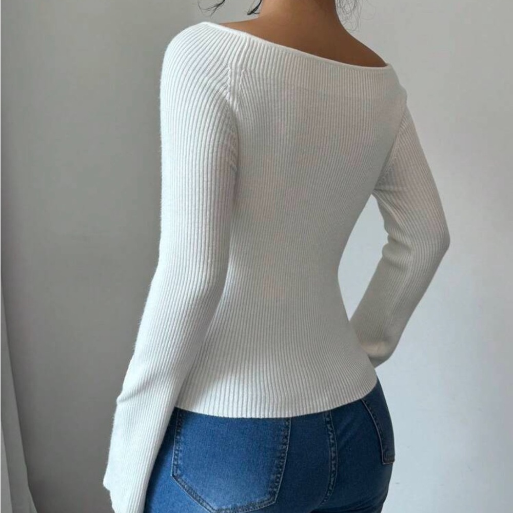 SheIn // Ribbed Off Shoulder Sweater - Picture 3 of 8